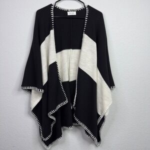 MerSea Poncho Cape OS Black White Colorblock Minimalist Coastal Quiet Luxury